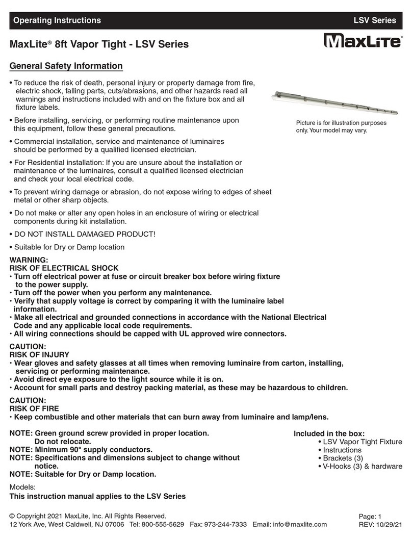 MaxLite LSV Series Manual de usuario