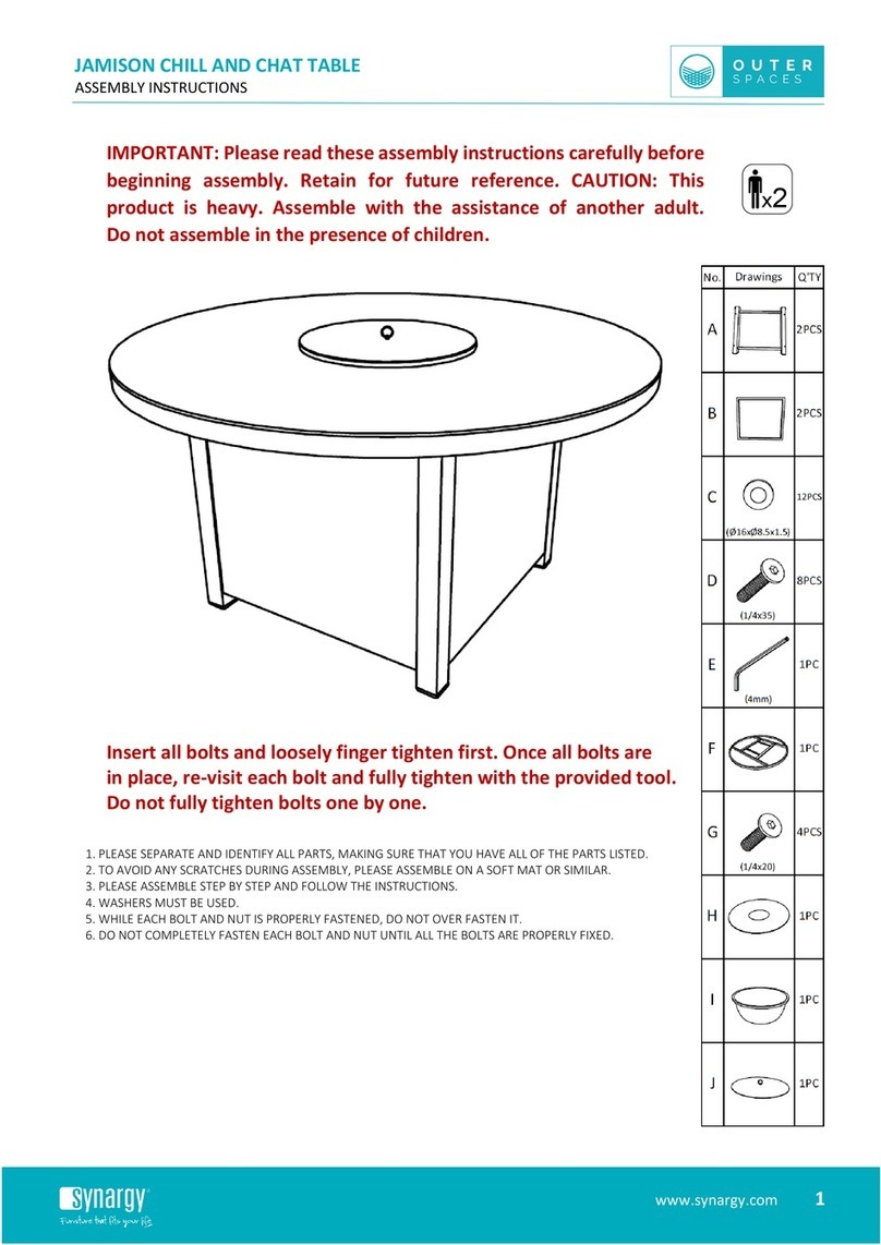 Synargy JAMISON CHILL AND CHAT TABLE Manual de usuario Synargy JAMISON CHILL AND CHAT TABLE Manual de usuario