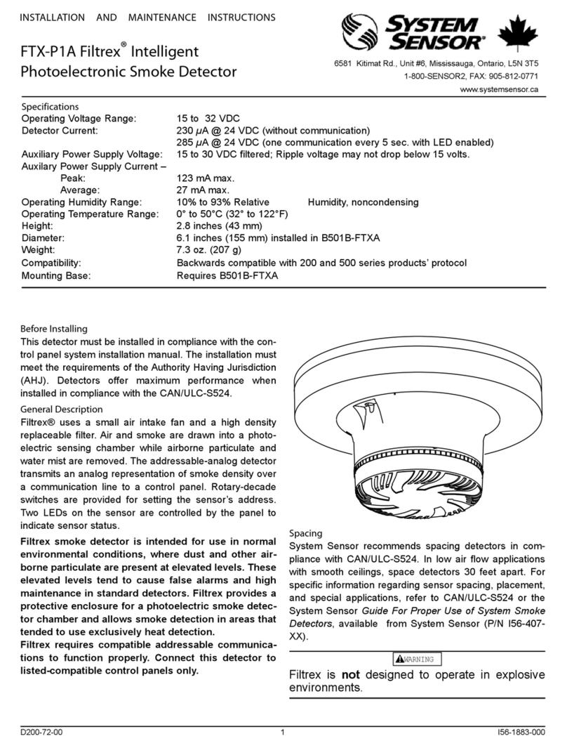 System Sensor Filtrex FTX-P1A Manual de usuario