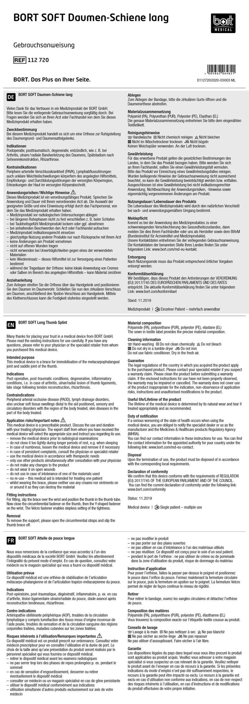 bort medical SOFT Manual de usuario