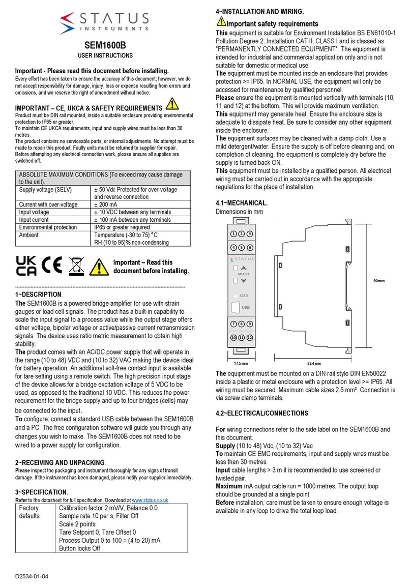 Status Instruments SEM1600B Manual de usuario