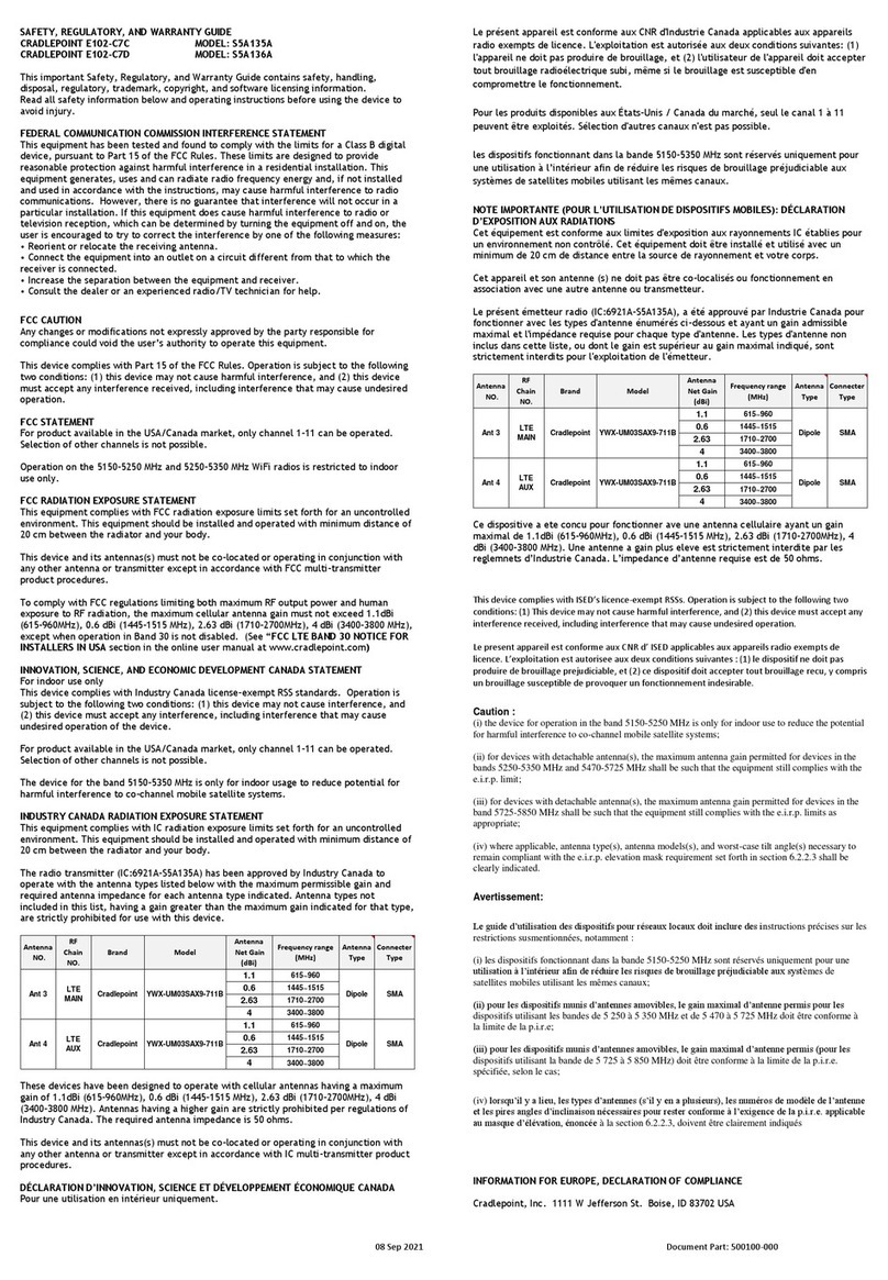 Cradlepoint E102-C7C Manual de usuario
