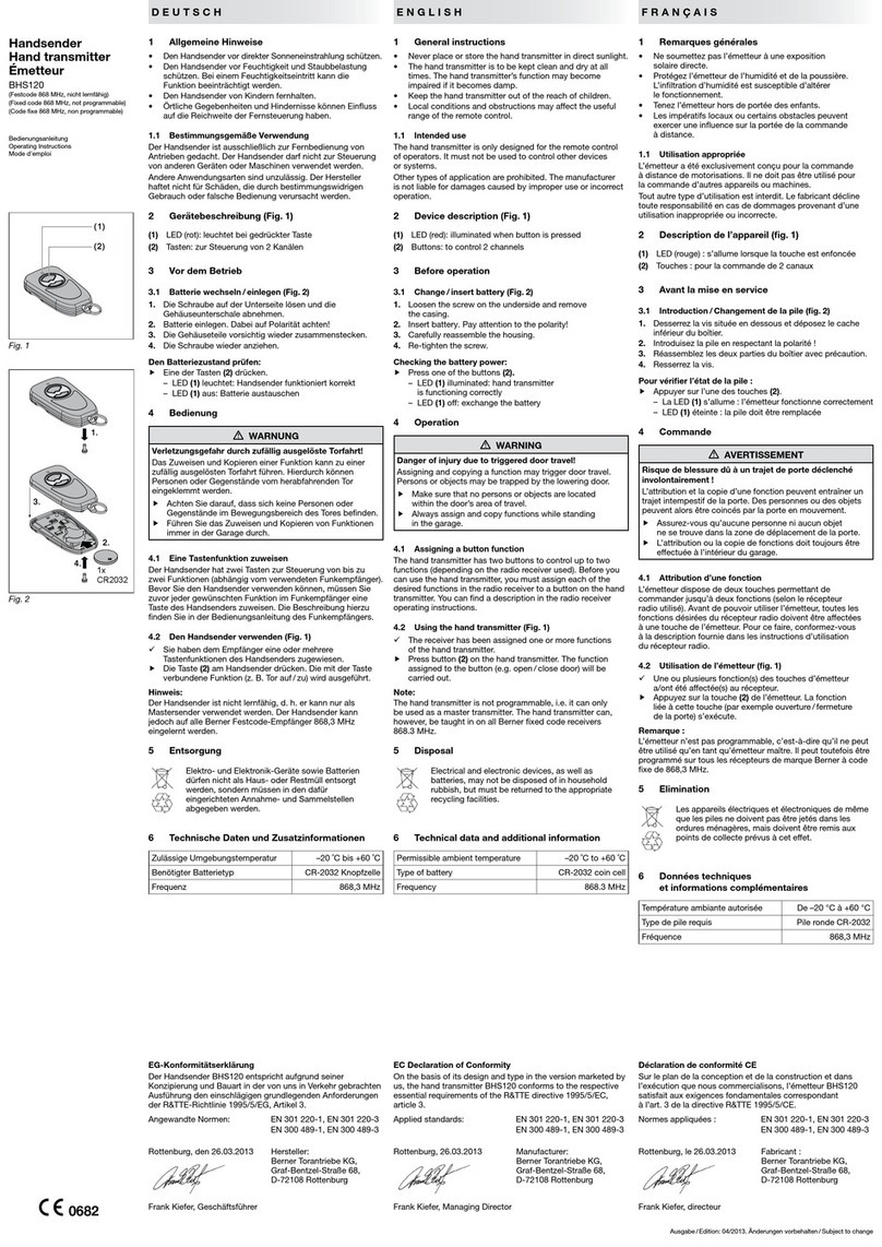 Handsender express BHS140 Manual de usuario
