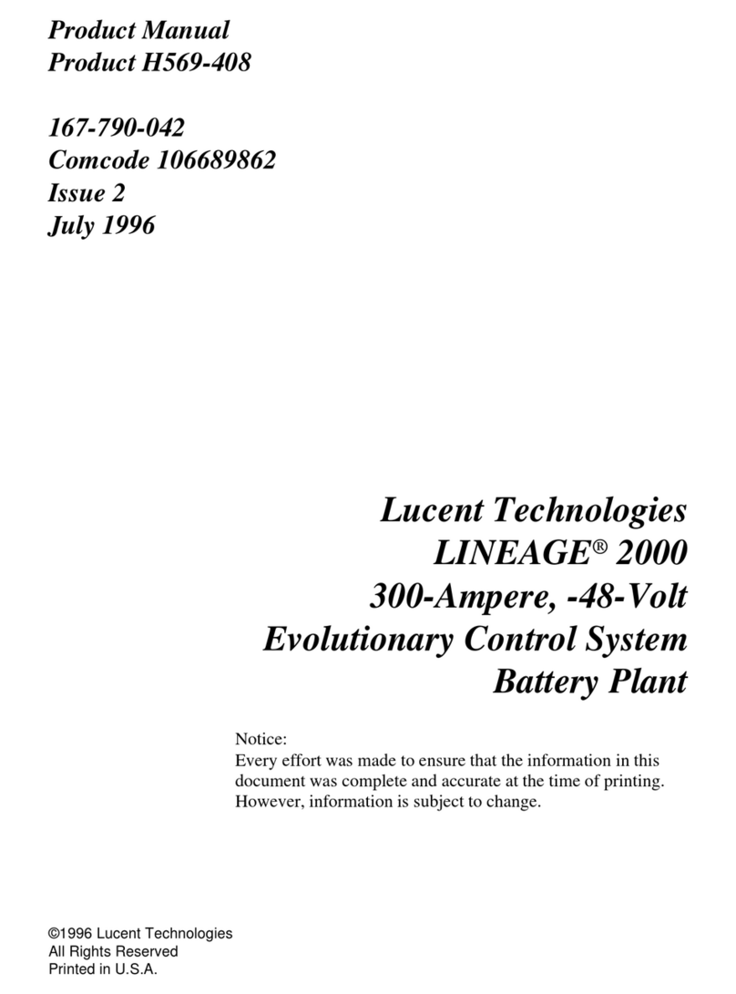 Lucent Technologies LINEAGE 2000 Evolutionary Control System Battery... Manual de usuario Lucent Technologies LINEAGE 2000 Evolutionary Control System Battery... Manual de usuario