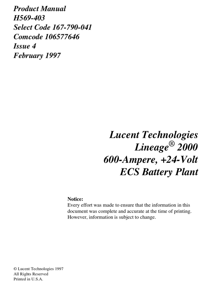 Lucent Technologies Lineage 2000 ECS Battery Plant Manual de usuario Lucent Technologies Lineage 2000 ECS Battery Plant Manual de usuario