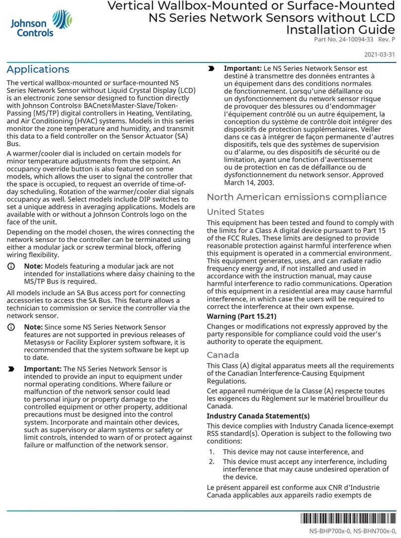 Johnson Controls NS Series Manual de usuario