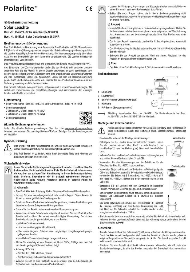 Polarlite SS02PIR Manual de usuario Polarlite SS02PIR Manual de usuario