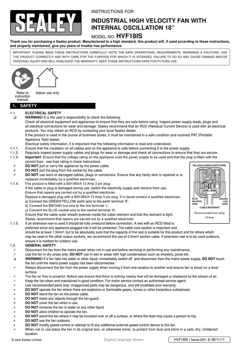 Sealey HVF18IS Manual de usuario