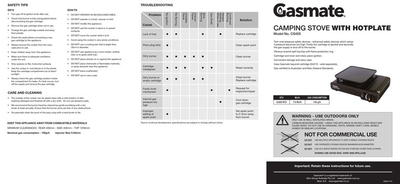 Gasmate CS405 Manual de usuario