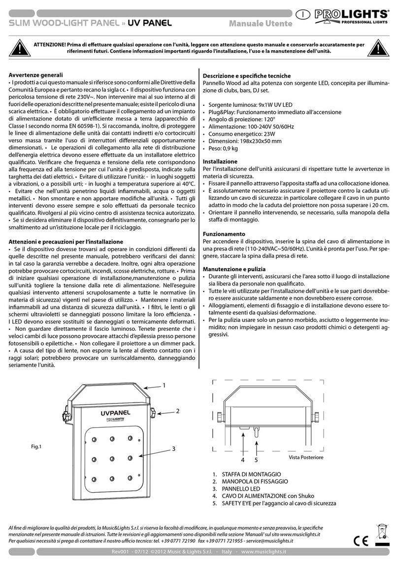 ProLights UV Panel Manual de usuario