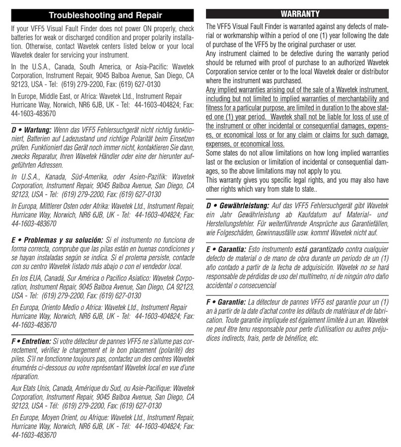 Wavetek VFF5 Manual de usuario