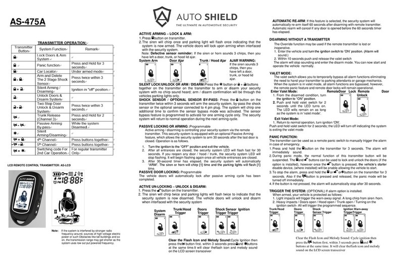 AUTO SHIELD AS-475A Manual de usuario