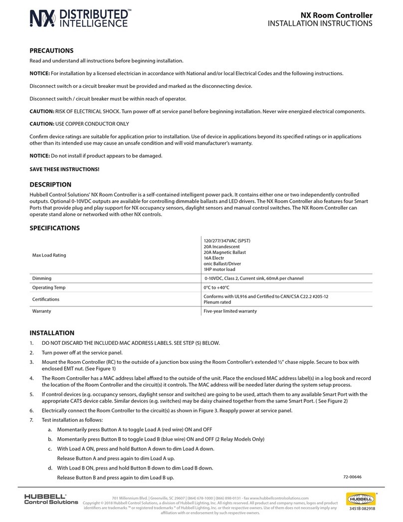 Hubbell NX Distributed Intelligence Room Controller Manual de usuario