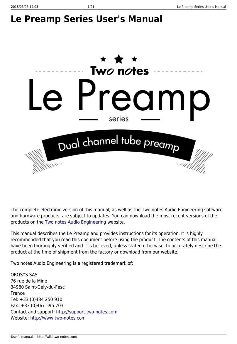 Two Notes Le Preamp Series Manual de usuario