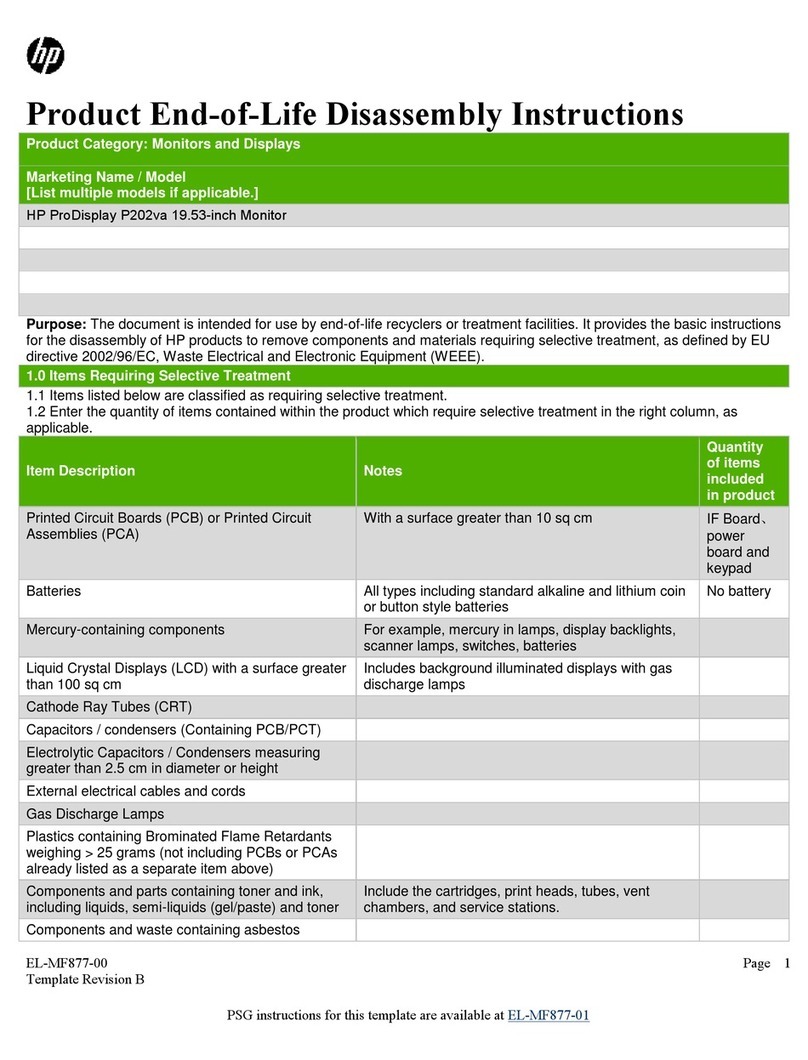HP ProDisplay P202va Instrucciones de instalación