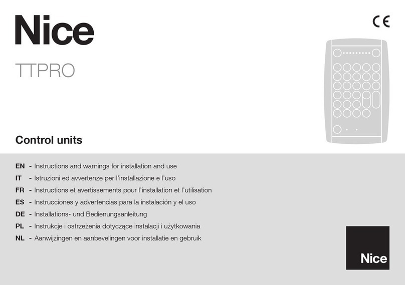 Nice TTPRO Especificaciones técnicas