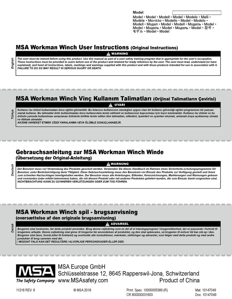 MSA Workman Winch Manual de usuario