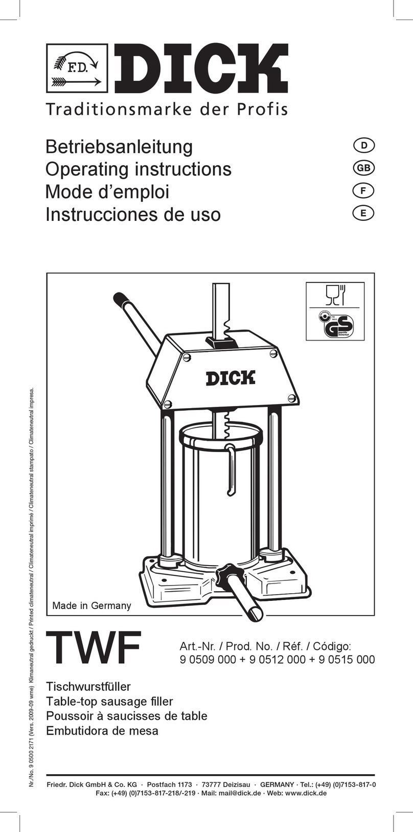 Dick TWF Manual de usuario