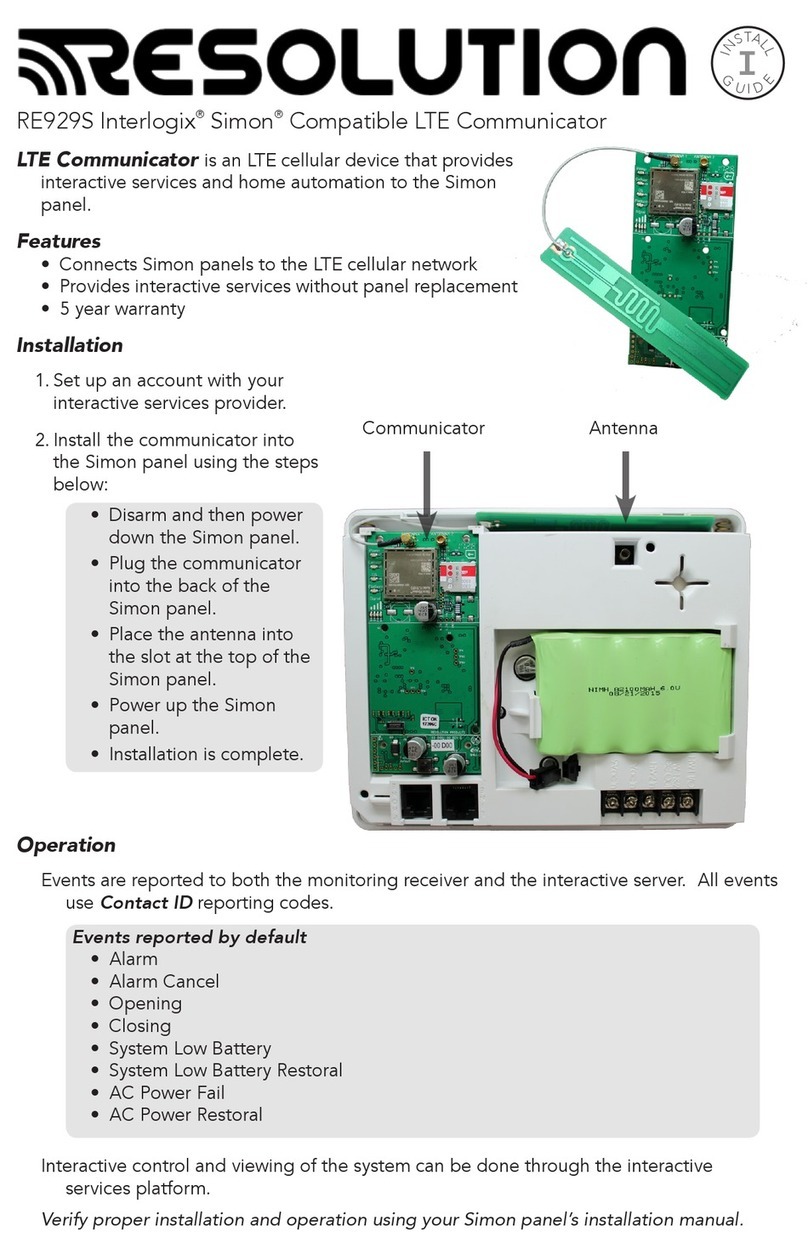 Resolution Interlogix Simon RE929S Manual de usuario