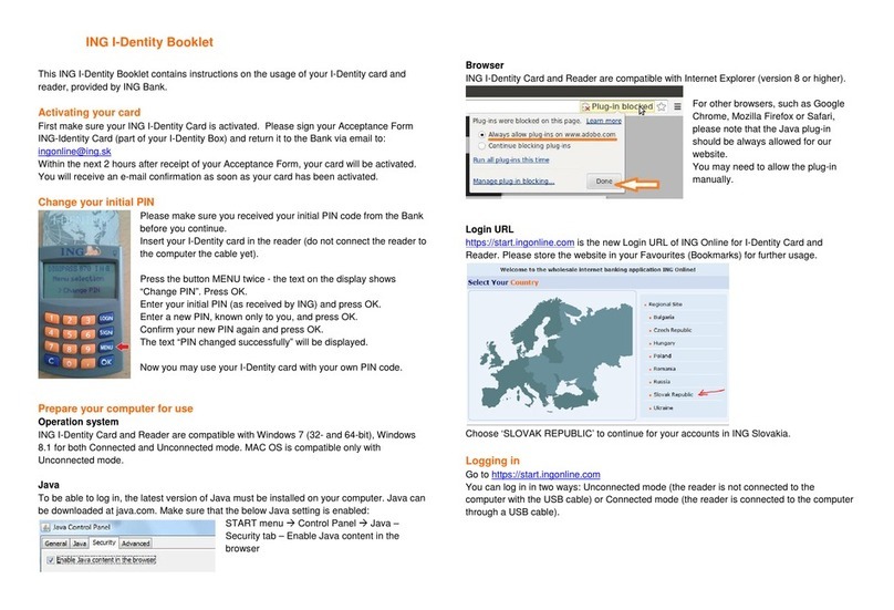 ING I-Dentity Reader Manual de instalación y operación