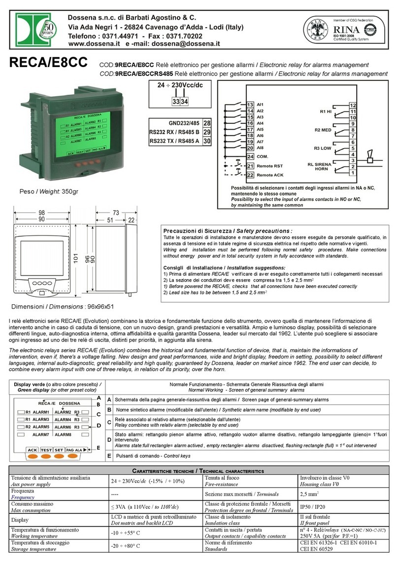 Dossena RECA/E8CC Manual de usuario