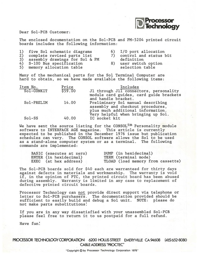 Processor Technology Sol-PCB Manual del operador
