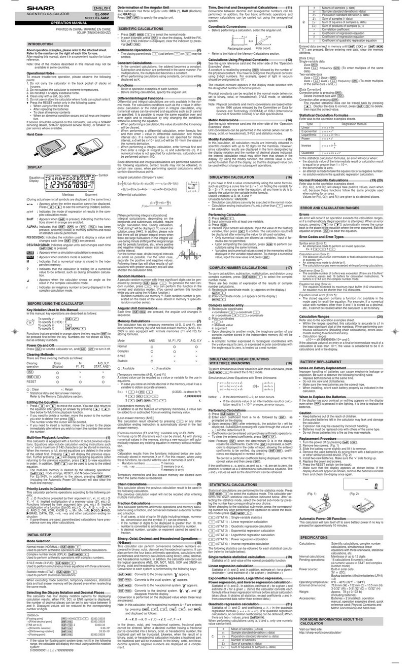 Sharp EL-506V Manual de instalación