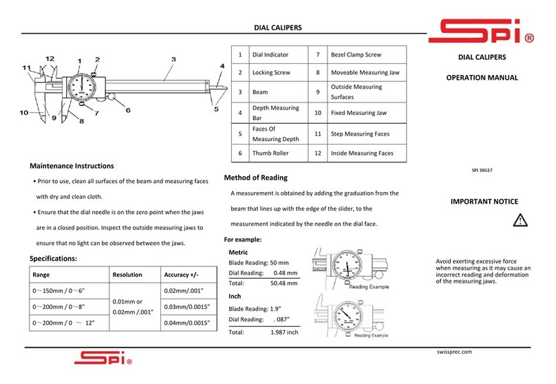 SPI DIAL CALIPER Manual de usuario