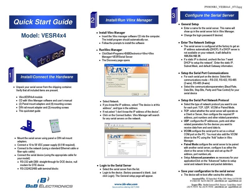 B&B Electronics VESR4x4 Manual de usuario