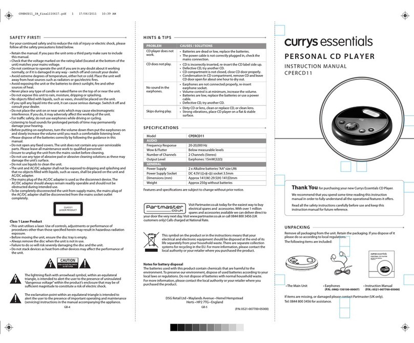 Currys Essentials CPERCD11 Manual de usuario