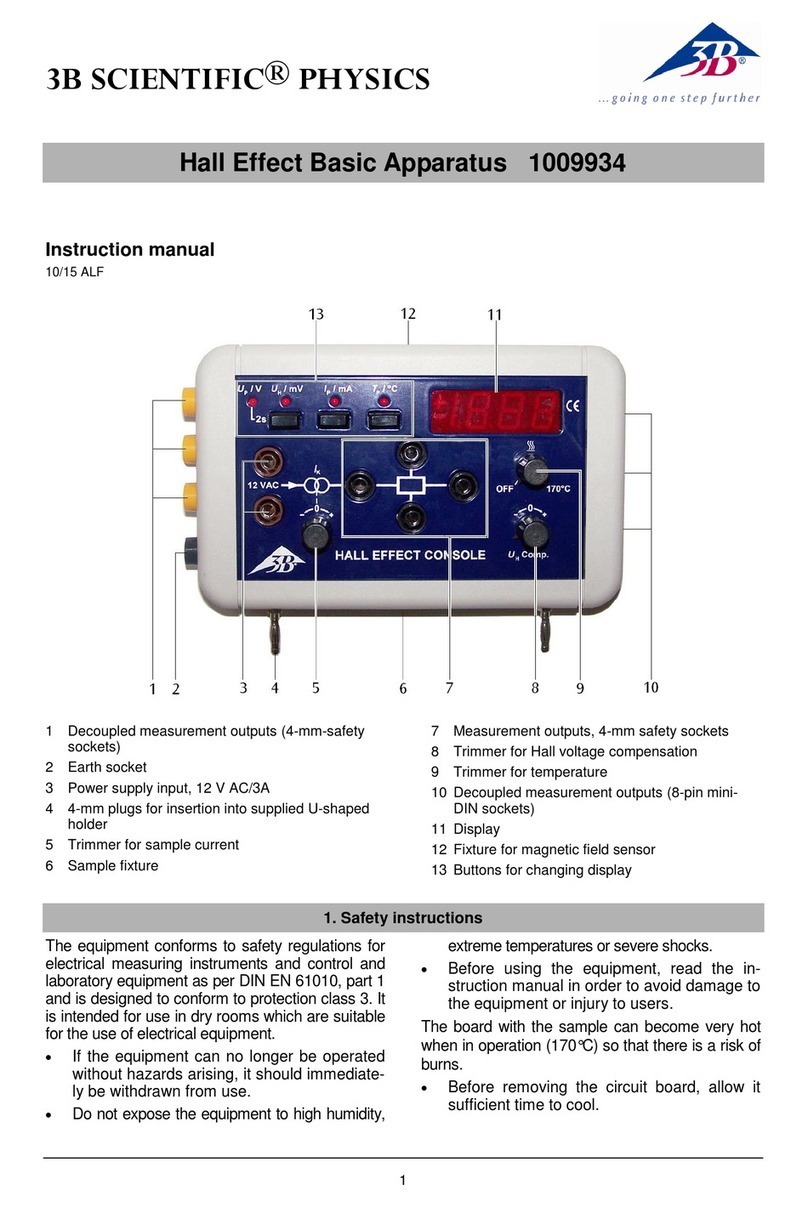 3B SCIENTIFIC Hall Effect Basic Apparatus Manual de usuario