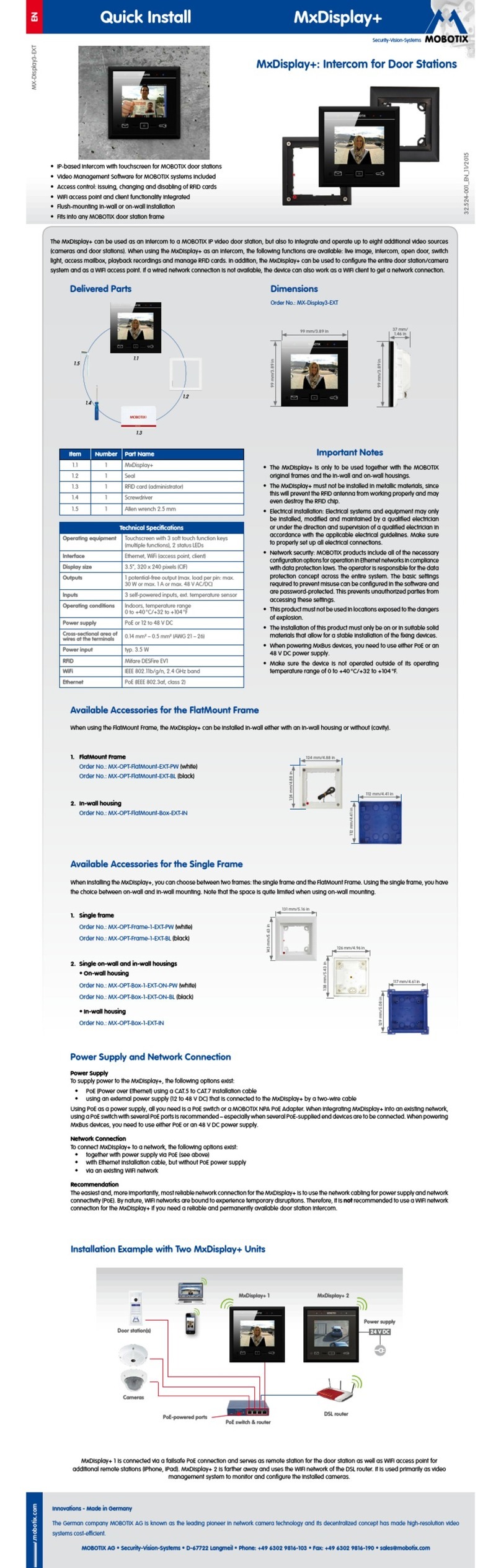 Mobotix MxDisplay Plus Instrucciones de uso