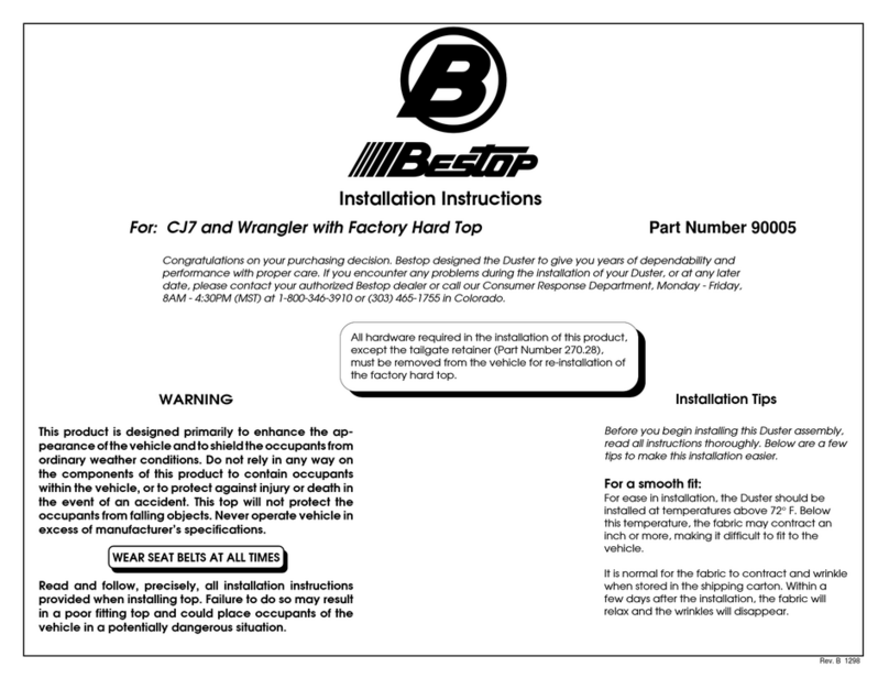 Bestop 90005 Manual de usuario