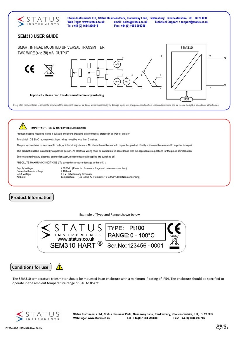 Status Instruments SEM310 Manual de usuario