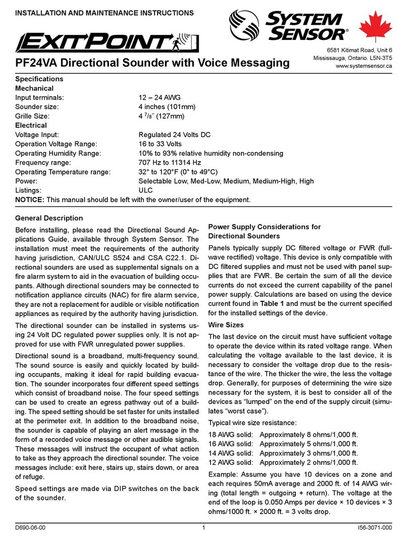 System Sensor ExitPoint PF24VA Manual de usuario