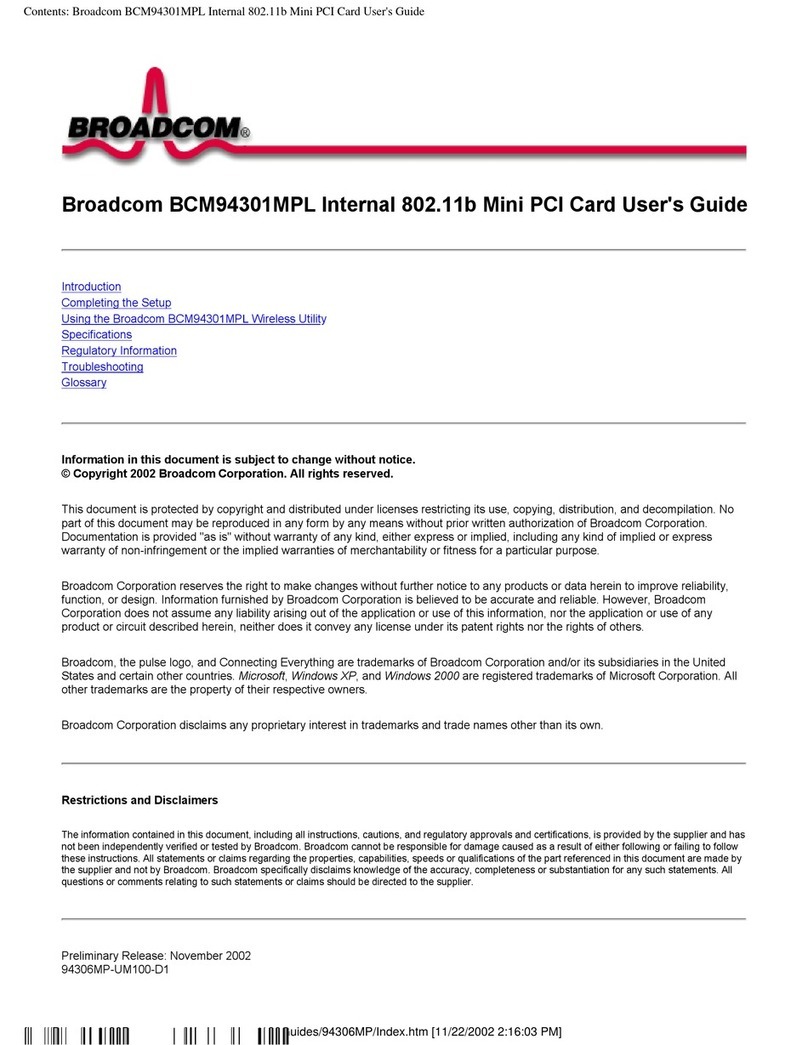 Broadcom BCM94301MPL Manual de usuario Broadcom BCM94301MPL Manual de usuario