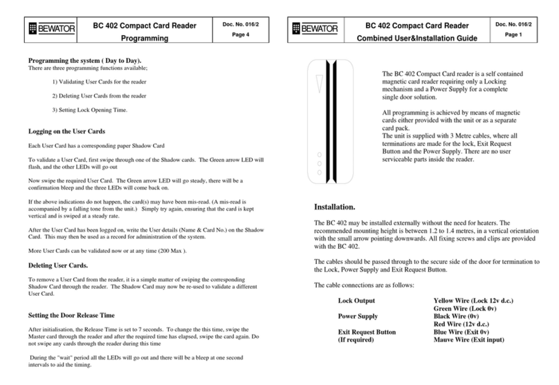 Bewator BC 402 Manual de usuario Bewator BC 402 Manual de usuario