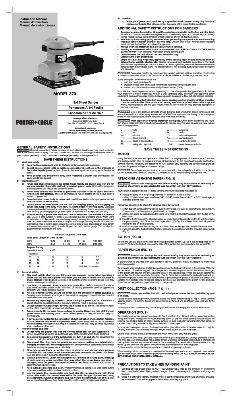 Porter-Cable 370 Manual de usuario