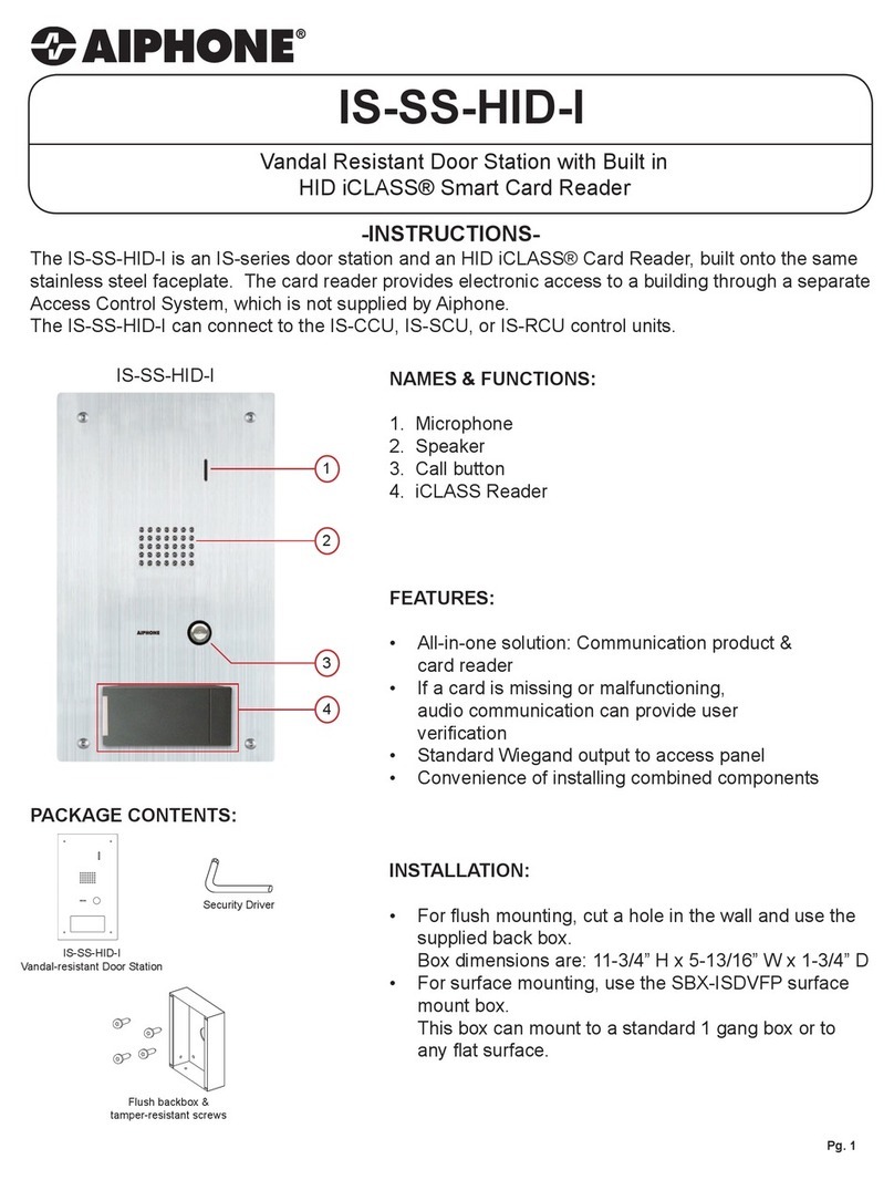 Aiphone IS-SS-HID-I Manual técnico