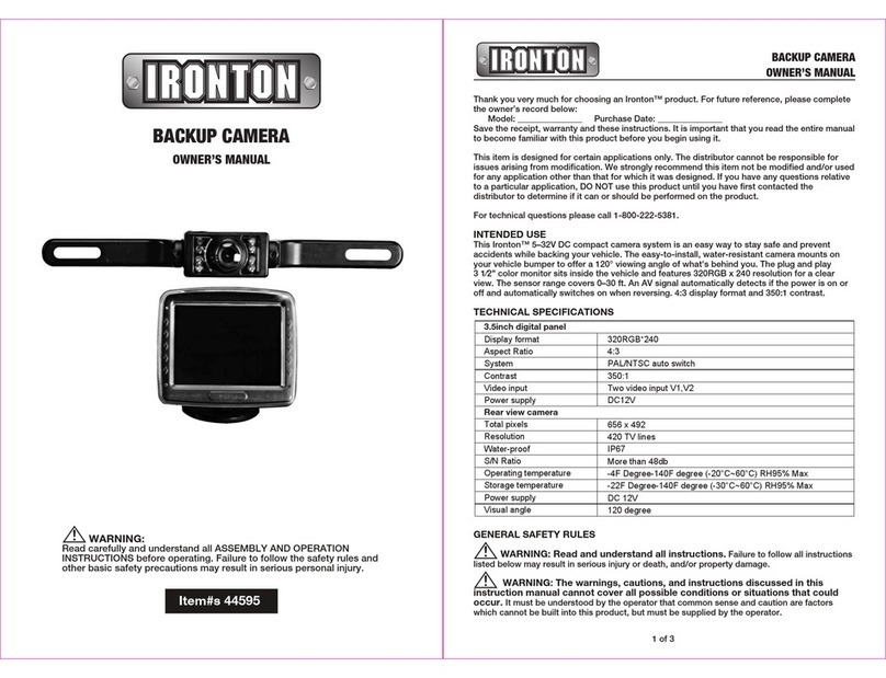 Ironton BACKUP CAMERA Manual de usuario Ironton BACKUP CAMERA Manual de usuario