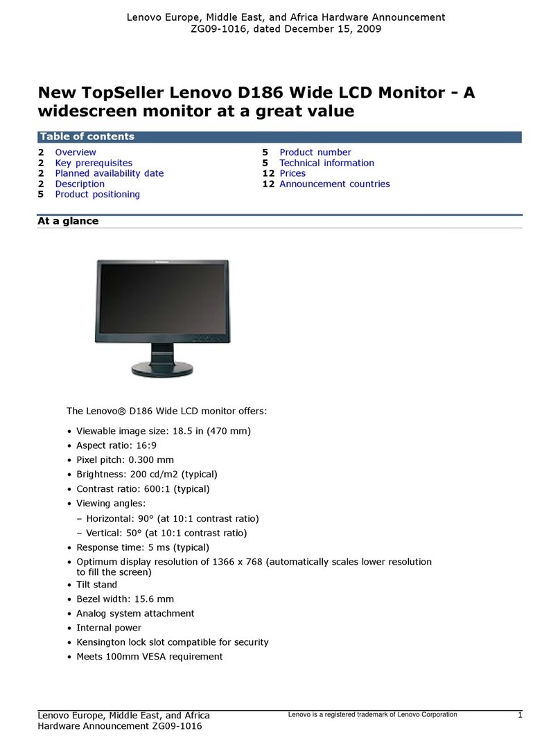Lenovo ThinkVision D186 Manual de usuario