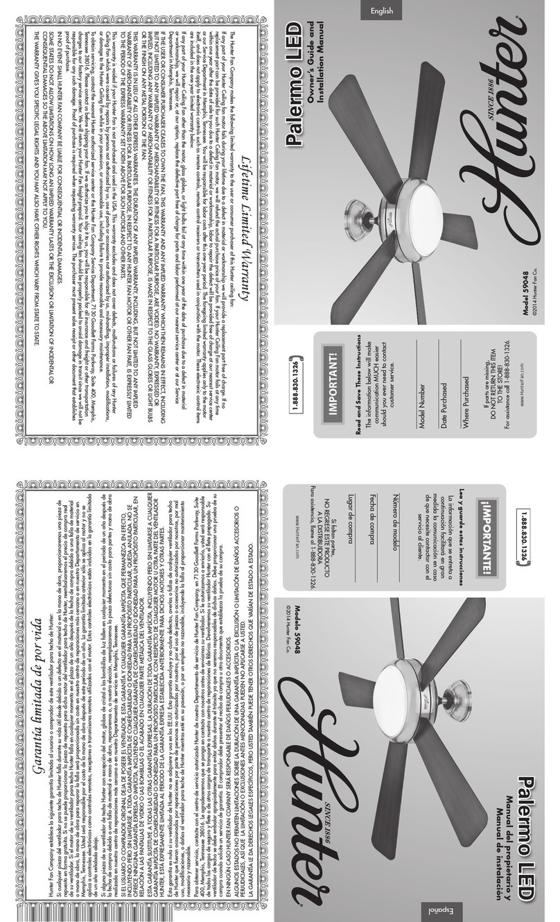 Hunter Palermo LED 59048 Manual de instrucciones