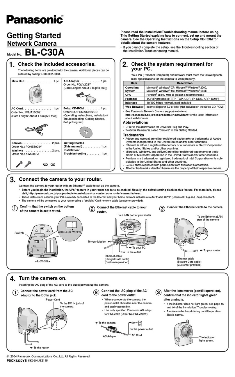 Panasonic BL-C30A - Wireless 802.11 b/g Network Camera Manual de usuario
