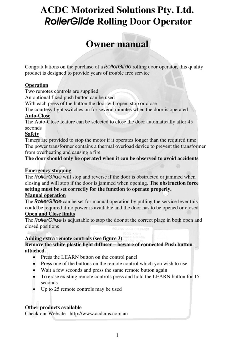 ACDC Motorized Solutions RollerGlide Manual de usuario