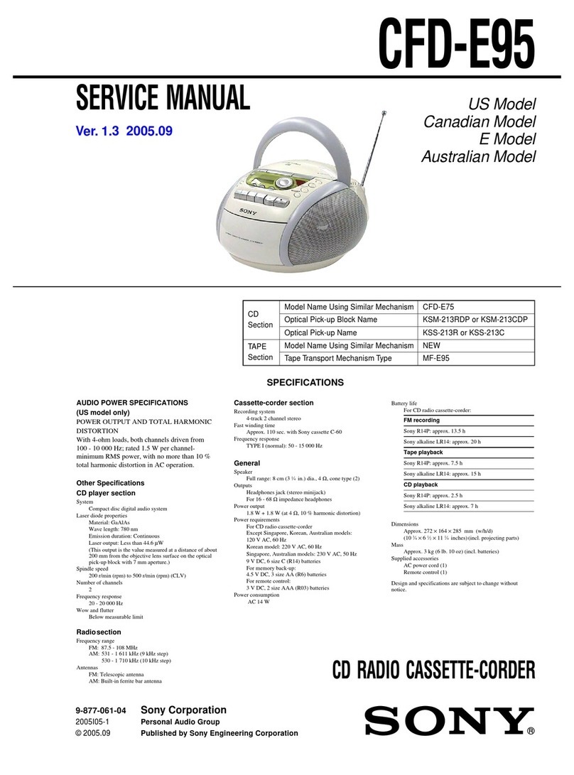 Sony CFD-E95 - Cd Radio Cassette-corder Manual de usuario