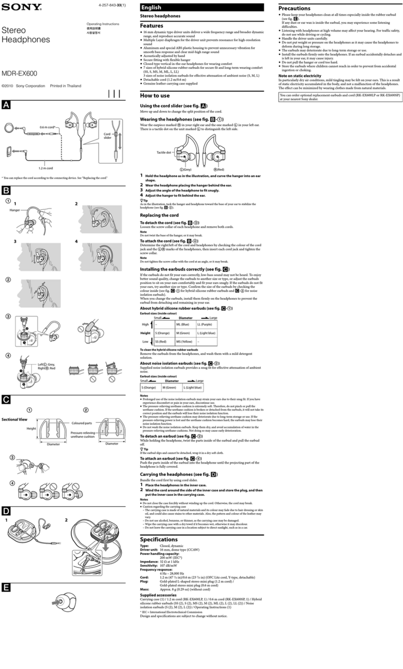 Sony MDR-EX600 Manual de usuario