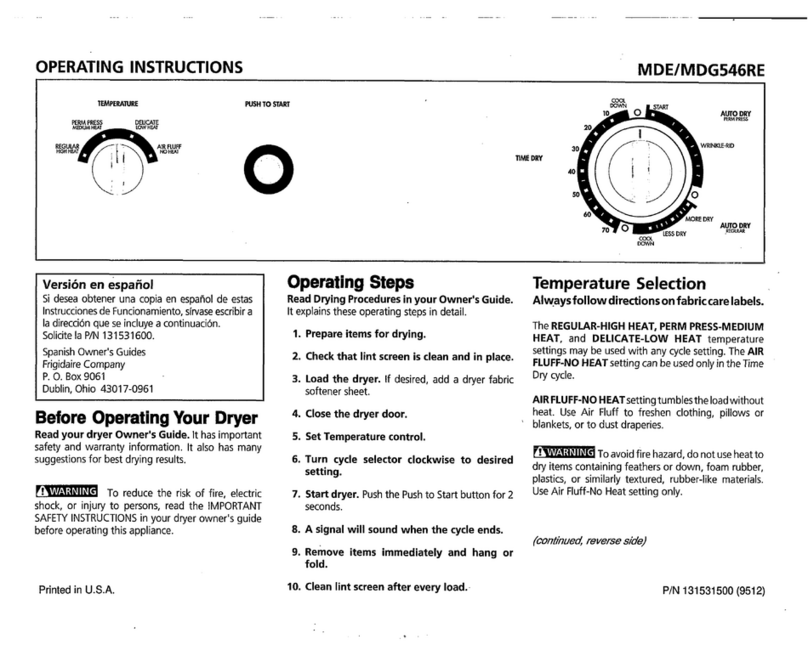 Frigidaire MDE546RE Manual de usuario