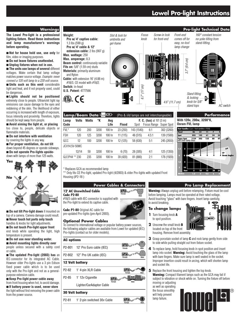 Lowel Pro-light Manual de instrucciones