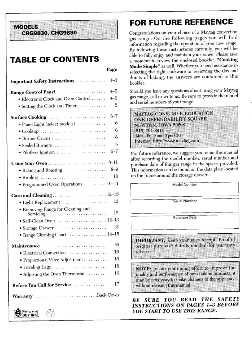 Maytag CRG9830 Instrucciones de funcionamiento