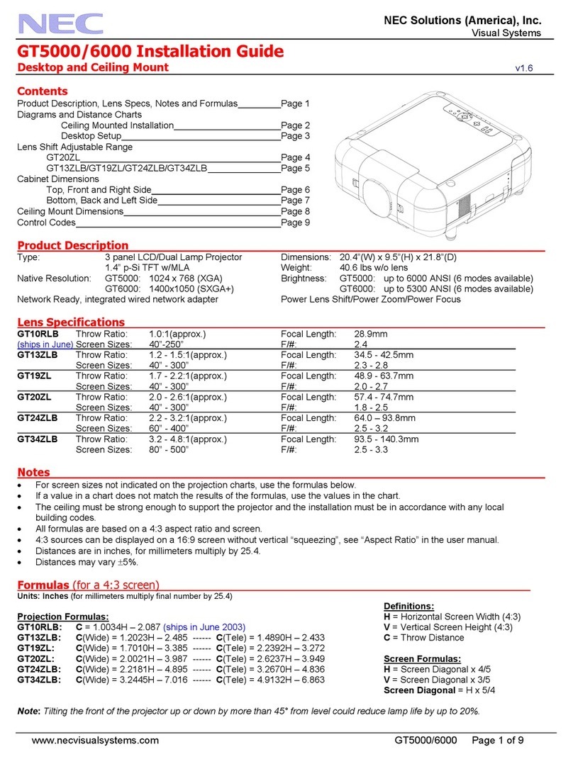 NEC GT5000 Series Manual de usuario
